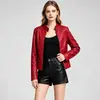 Chaquetas de cuero europeas transfronterizas para mujer, chaquetas ajustadas para mujer, abrigos finos de primavera y otoño, ropa de motociclista para mujer, chaquetas de cuero con cuello alto de talla grande