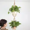 Sacos de Rede Criativos para Jardinagem Transfronteiriços, Sacos de Rede para Vasos de Flores de Corda de Cânhamo Tecidos à Mão, Cordas para Pendurar Vasos de Flores na Varanda, Cestas Suspensas, Artesanato de Cânhamo