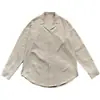 Camisa de manga larga para hombre color albaricoque estilo cubano, madura y sofisticada, con un ambiente fresco y casual, sin planchado, con buena caída, camisa blanca