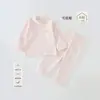Conjunto de Algodón Copo de Nieve para Bebé Cintura Alta Protección de Barriga Top y Pantalón de Otoño Clase A Ropa Interior Infantil Conjunto Separado Pijama para Casa