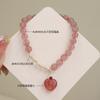 Pulsera de cristal de fresa natural fuente de sal colgante de loto nueva pulsera de perlas chinas amor de novias joyería de mano