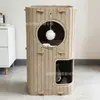 Casa para Gatos Transfronteriza para Todas las Estaciones, Villa de Escalada para Gatos Enclosed de Dos Capas Engrosada para Invierno, Casa para Gatos de Tres Capas Cálida de Fieltro Integrada