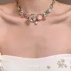 Collar de Perlas Rosa con Fresas Personalizado Retro Diseño de Nicho Elegante con Estilo Exquisito Versátil Collar de Moda