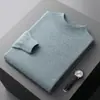 Nuevo Suéter de Lana Australiana de Cuello Redondo para Hombre de Primavera y Otoño Top Casual Camiseta Base de Color Sólido Suéter de Punto Versátil para Hombre