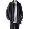 Camisa Longa Preta de Verão Estilo Japonês Fluida para Homens, Tendência Solta Versátil para Casal Estilo Harajuku Bf Camisa de Fada