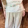 Cuerda de cintura delgada de color blanco roto con cuentas de colores estilo étnico para mujer, accesorio para pantalones y vestidos, cadena para la cintura, cinturón de cintura de moda