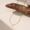 Colar de Luxo Acessível de Nicho Casual e Requintado Colar com Pingente de Coração Pequeno Corrente de Clavícula Inoxidável de Aço Titânio Ouro 18K para Mulheres