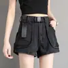 Shorts de Mezclilla Shanlida para Mujer, Tendencia Primavera/Verano 2026 Nuevo Estilo Coreano, Corte Holgado, Adelgazante, Cintura Alta, Corte A, Versátil con Bordes Deshilachados
