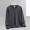 Camiseta masculina de manga comprida para outono e inverno, marca da moda, corte solto, espessa, camiseta básica casual, moletom estampado de gola redonda para jovens estudantes