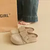 Mules Femininas Birkenstock 2026 Novo Verão Elegante ao Ar Livre Retrô Bico Fechado Slip-On Sapatos Casuais