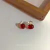 Corea del Sur Relajación Pendientes de Gelatina con Esmalte de Dos Tonos Verano Frescos y Astutamente Chica de al Lado Pendientes Versátiles para el Día a Día