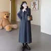 Traje de Maternidad Otoño/Invierno 2026 Nuevo Estilo Vestido Ropa de Embarazo Francés Elegante No Muestra la Barriga Vestido de Tirantes de Otoño