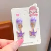 Estilo océano cola de sirena concha estrella de mar aretes para niños sin perforación orejas niñas colgante de perla a prueba de dolor lindos aretes