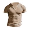 Camisa Henry de manga corta de verano para hombre, de color liso, estilo europeo y americano, combinable con todo, de comercio exterior, informal, de punto transfronterizo de Amazon.
