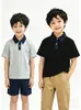 Camisa polo de manga corta para niño, tejido de punto con patchwork de mezclilla, top versátil casual de verano, envío directo del fabricante