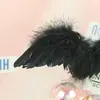 Estilo celebridade da internet Asas de pena real Asas de anjo bonitas Plug-in Bola transparente colorida Decoração Decoração de bolo para assar