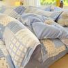 Cama de vento simples quatro peças lixamento colcha capa dormitório estudantil três peças algodão lavado à água lençol pele-friendly colcha capa atacado