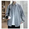 Camisa Masculina de Manga Longa Novo Estilo Coreano Slim Fit Tendência Bonita Versátil Business Casual High-End Camisa Listrada