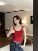 Camisole Casual Sexy Estilo Coreano Cor Sólida Decote Baixo Alças Duplas com Bojos Fixos, Emagrecimento e Versátil, Atacado