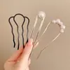 Pasador de Pelo en Forma de U con Perlas para Mujer, Pinza para Moño, Herramienta de Peinado, Pasador Fijo, Nuevo Estilo Chino, Accesorio de Cabello de Alta Gama
