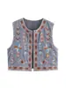 2024 Nuevo Otoño Y2K Moda Elegante Europea y Americana Cuello Redondo Sin Mangas Chaleco Bordado Chaleco Chaqueta Cómodo