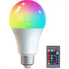 Bombilla de Control Remoto de Colores A19 Transfronteriza Bombilla de Luz Cambiante de Color RGB Aluminio Recubierto de Plástico Regulable Colorida Luz de Noche para Ambiente Festivo
