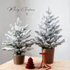 Árbol de Navidad nevado 100% PE de 60 cm/90 cm, decoración de escritorio para el hogar, exportado a Corea, árbol de maceta de hierro nevado de PE