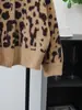 Nuevo Cardigan de Punto Retro con Estampado de Leopardo, Cuello Alto, Terciopelo de Imitación de Visón, Estilo Holgado Perezoso, Chaqueta Suéter para Mujer, Otoño e Invierno 2025