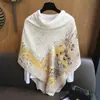 Bufanda Protectora del Sol para Viaje Floral Beige Extra Grande Pañuelo de Algodón y Lino Bufanda de Seda para Mujer Bufanda Cuadrada Grande 130cm Chal Dos en Uno
