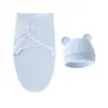 Saco de Dormir Toalha de Banho Pura Algodão para Recém-nascido Conjunto de Chapéu Fetal Ursinho Fofo para Bebês Masculinos e Femininos Primavera e Outono Enrolador Anti-susto