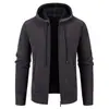 Sudadera con capucha gruesa forrada de forro polar para hombre, estilo tejido, para hombre, suelta, adelgazante, cárdigan con cremallera, suéter, ropa de abrigo para hombre