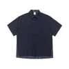 Yidao Vintage 2026 Verano Nuevo Japonés Retro Simple Bolsillo de Parche Falso Dos Piezas Patchwork Holgada Camisa de Manga Corta para Hombre