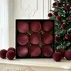 Decorações de Árvore de Natal 6/8cm Vintage Cimento Fosco Veludo Flocado Bolas de Natal Display de Janela Enfeites Pendurados