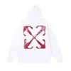 Sudadera con capucha estampada con patrón de flecha Ow retro, nueva para Otoño e Invierno 2026, Unisex, Venta al por mayor Dropshipping
