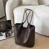 Bolsa Feminina Casual Elegante Xiaomi Padrão Trançado Estilo Coreano Fashionável 2026 Nova Moda Grande Capacidade para Deslocamento Ombro Único Axila