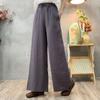 Calças Casuais de Perna Larga Primavera e Verão Novas Versátil Artístico Retrô Estilo Simples Cintura Elástica Cor Sólida Caimento Solto Roupas Femininas