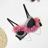 Amazon Beauty cueca traseira uma peça fixa copo frisado tubo de flores top alça de ombro fino curto doce sling fresco