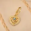 Pendientes de Ojo de Diablo Corazón Hueco Chapados en Cobre Oro Real Circonita Estilo INS Nicho Versátiles para Mujer del Distrito Lu