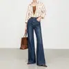 Si el Chaleco Cardigan de Mezclilla Estilo Coreano Nuevo Primavera 2026 para Mujer con Pantalones de Mezclilla de Campana de Cintura Alta de Largo Completo para Mujer 8213