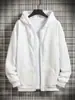 Suéter con Capucha y Cremallera para Hombre de Otoño e Invierno Cárdigan Holgado Color Sólido Sudadera de Marca de Moda Chaqueta Casual Versátil Hombres de Moda