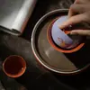 Gaiwan de Color Bloqueado Púrpura Hibisco y Rojo Bermellón de las Dinastías Tang y Song, Tazón de Té Cerámico de Calabaza Pintado a Mano con Oro Tradicional, Tazón de Té Incrustado en Oro y Plata