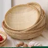 Cesta de Bambú Tejido para Tamales, Cesta de Bambú Tejido para Tamales, Cesta Redonda de Almacenamiento y Escurridor Hecha a Mano Estilo Granja, Cesta de Bambú