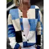 2025 Nueva Estación Independiente Amazon Impresión Digital Aguja Gruesa Cardigan Grande para Mujer Cuello en V Corto Manga Larga Suéter de Imitación