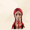 Peluca de Rendimiento, Cubierta de Cabello de Disfraz Antiguo, Cola de Caballo, Diadema Trenzada Roja, Peluca Trenzada Doble Estilo Cuerda Roja, Cubierta de Cabello Retro