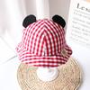 Sombrero de Pescador Infantil a Cuadros Pastorales Estilo Coreano Moderno para Hombre y Mujer Sombrero de Cubo para Bebé de Ala Ancha Protector Solar Sombrero para el Sol