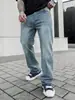 Comércio Exterior Verão 2026 Estilo Americano Calça Jeans Masculina Vintage Lavada Cinza com Manchas de Tinta Corte Afunilado Em Estoque Tendência