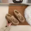 Zapatos Mocasines Perezosos Retro Cálidos Otoño/Invierno 2026 para Mujer sin Cordones Más Terciopelo Mocasines de Fondo Plano Birkenstock Zapatos de Algodón
