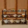 Prateleira de Exibição para Mesa, Suporte de Xícaras de Chá em Madeira Maciça, Prateleira de Armazenamento para Conjunto de Chá, Mesa de Chá Pequena para Sala de Chá do Escritório, Prateleira de Armazenamento para Mesa de Chá