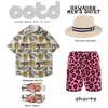 Camisa Estilo Americano Casual Solta Plus Size Florido Retrô Masculina Verão Estilo Porto de Ilha Viagem Havaí Lazer Conjunto de Duas Peças