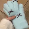 Nuevos Guantes de Gato a Cuadros Literarios Retro para Mujer Invierno 2025 Nuevos Cálidos de Cinco Dedos Estudiante Ciclismo Protección contra el Frío